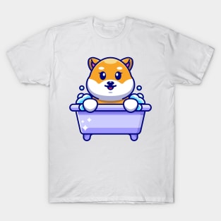 Cute shiba inu dog in a bathtub cartoon character T-Shirt